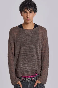 Outlet Jaded London Taupe Stray Knit