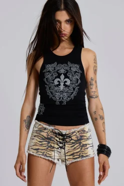 Shop Jaded London Tiger Denim Hot Pants