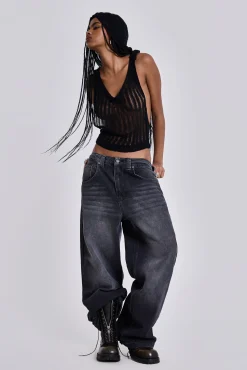 Shop Jaded London Washed Black Colossus Jeans