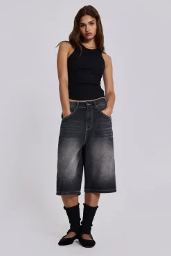 Cheap Jaded London Washed Black Jumbo Jorts