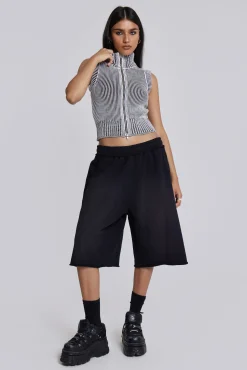 Hot Jaded London Washed Black Monster Jogger Shorts