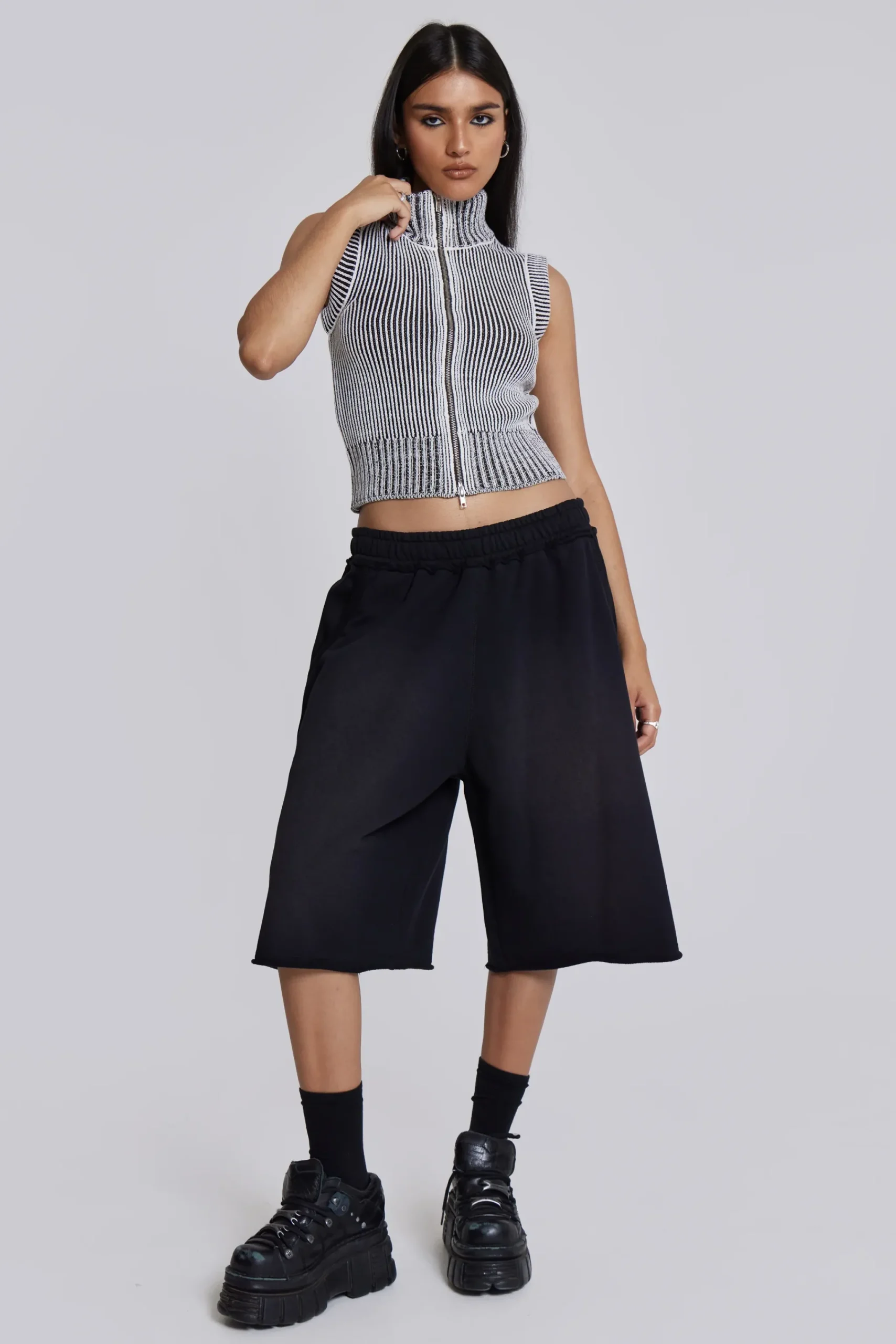 Hot Jaded London Washed Black Monster Jogger Shorts