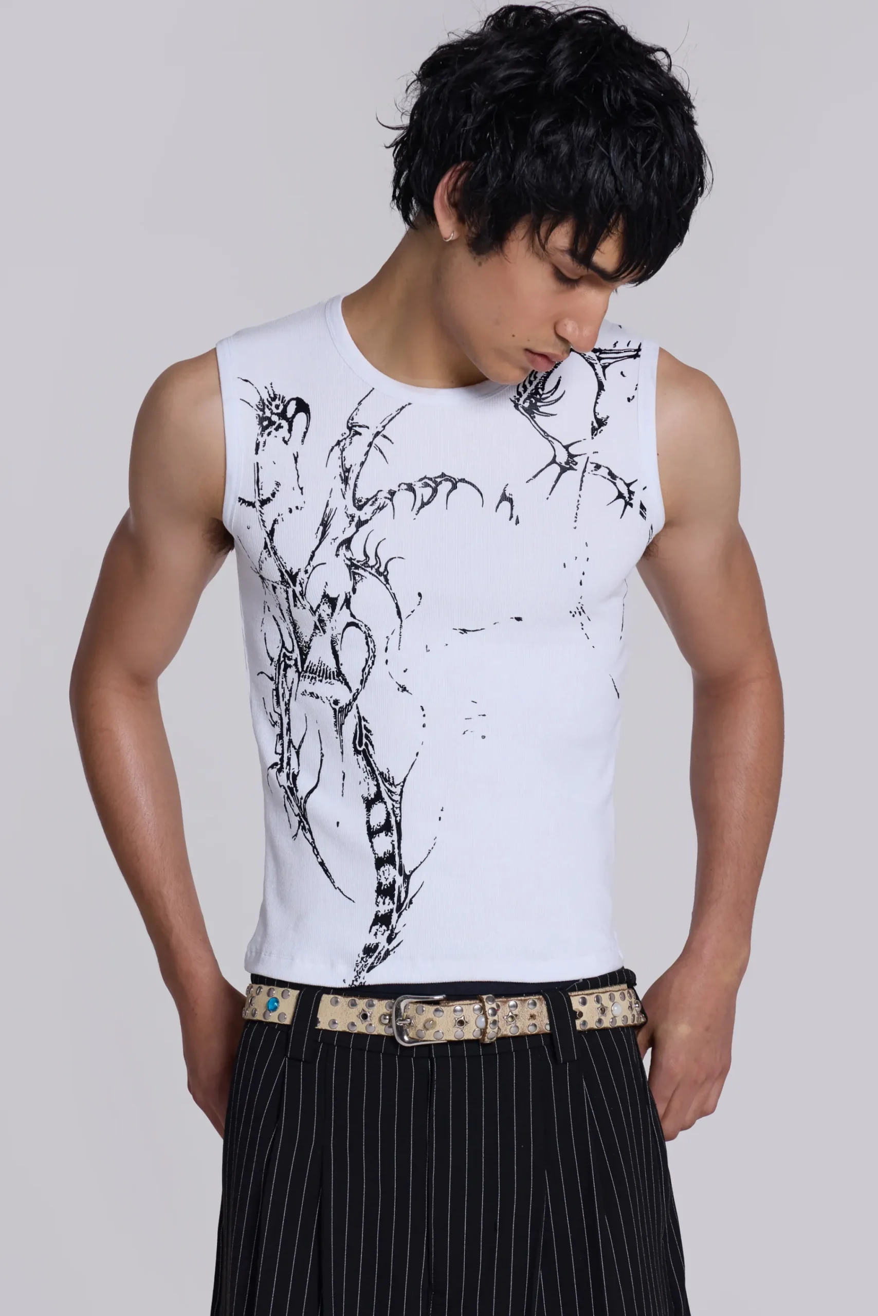 Store Jaded London White Astora Rib Vest