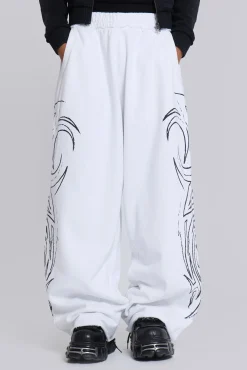 Discount Jaded London White Baggy Blade Joggers