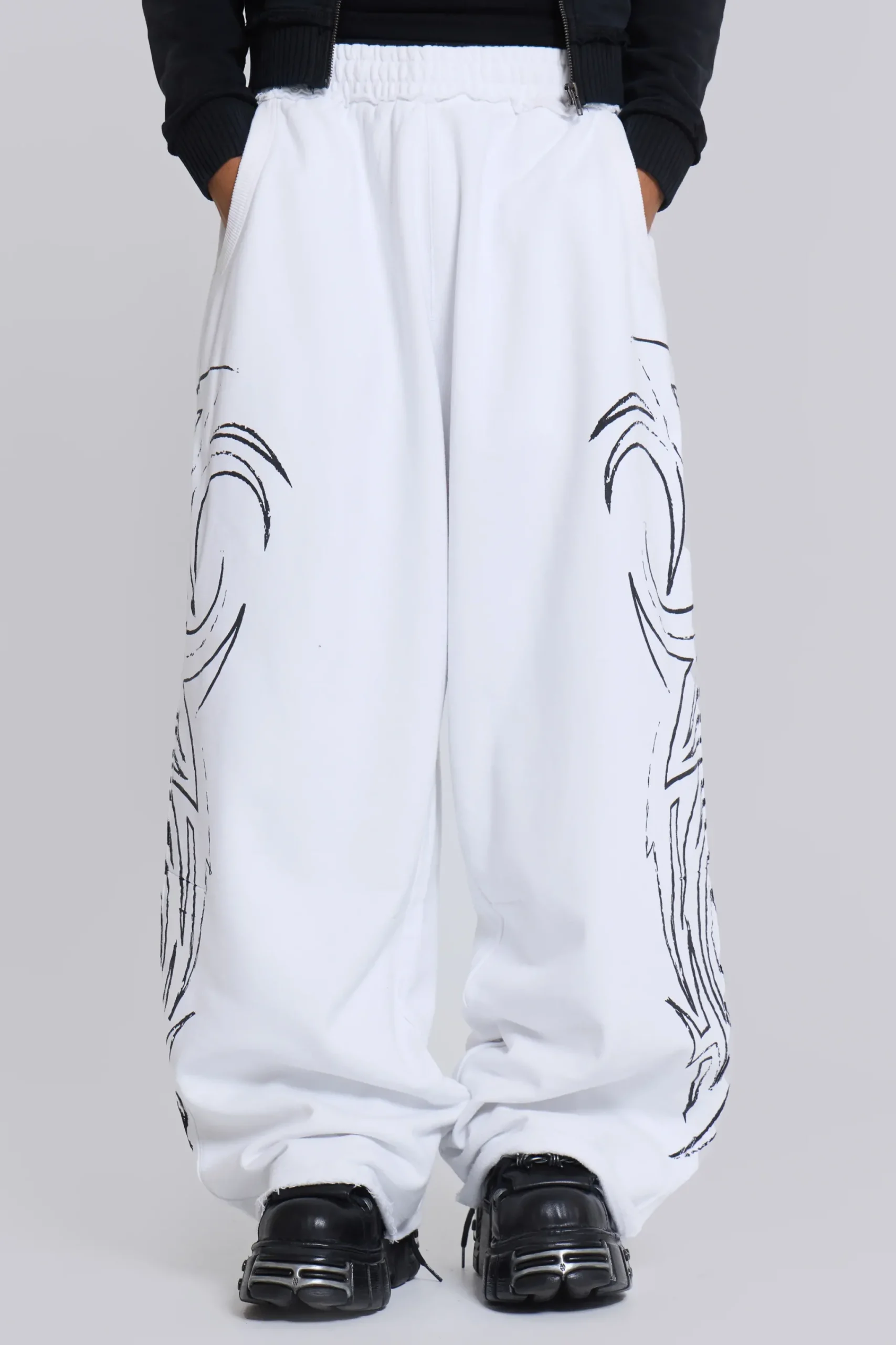 Discount Jaded London White Baggy Blade Joggers
