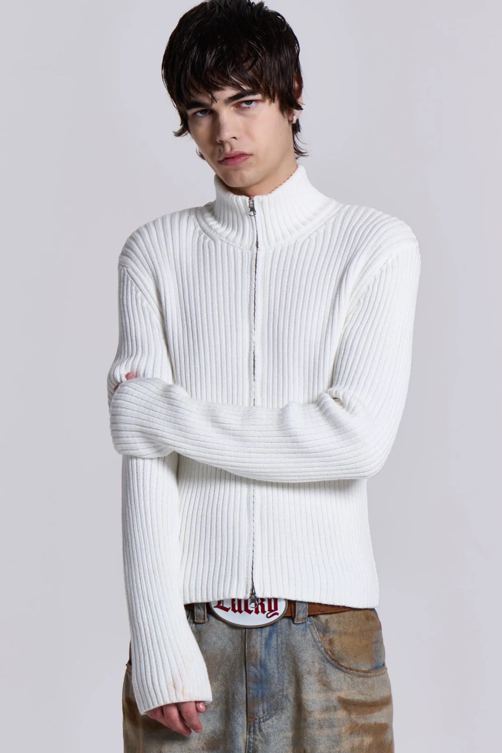 Cheap Jaded London White Lucid Knit Track Top