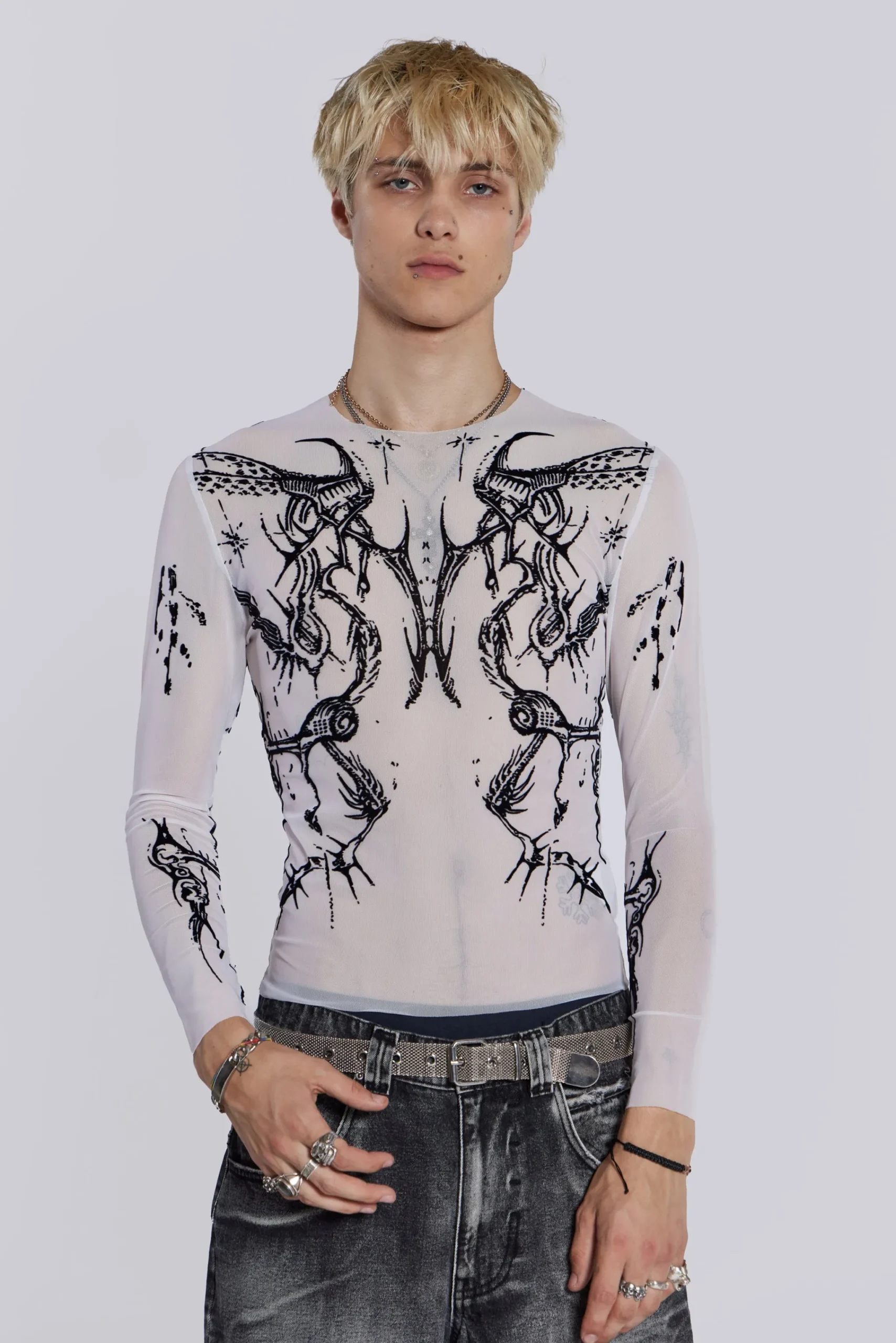 Store Jaded London White Wings Mesh Top